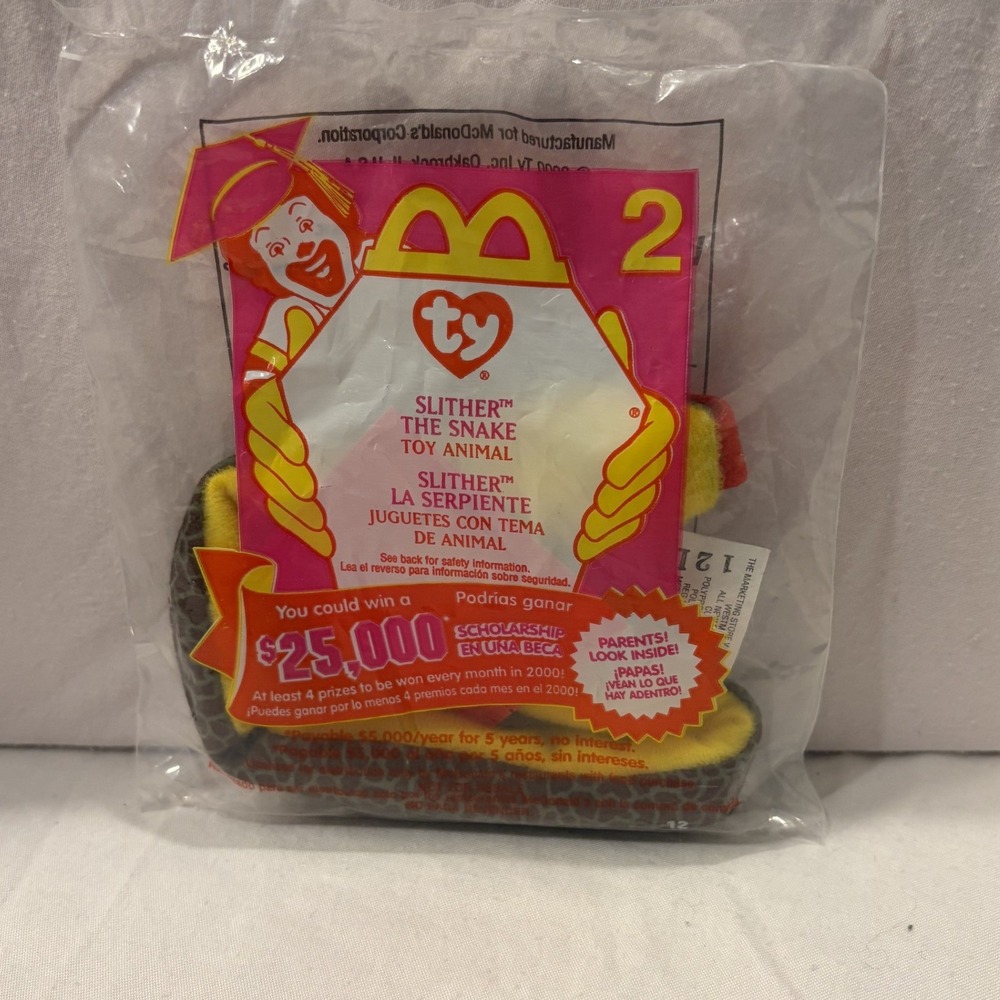 McDonald's TY Teenie Beanie Baby Slither Snake #2 [2000 Sealed New]